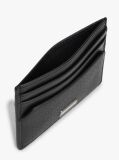 Black Leather Signature Plaque Card Holder  Men