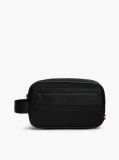 Black Logo Mixed Texture Washbag  Men