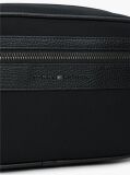 Black Logo Mixed Texture Washbag  Men