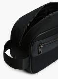 Black Logo Mixed Texture Washbag  Men