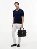 Negru Geanta De Laptop Crossbody Cu Curea Signature  Barbati