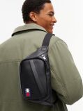 Black Essential Rubberised Logo Bum Bag  Men