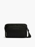 Black Metal Logo Textured Crossbody Reporter Bag  Men