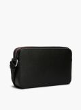 Black Metal Logo Textured Crossbody Reporter Bag  Men