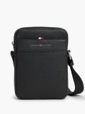 Negru Geanta Crossbody Reporter Cu Logo Metalic Si Textura  Barbati