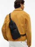 Negru Geanta Sling Modern Cu Steag  Barbati