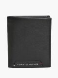 Black Corporate Pebble Grain Leather Trifold Wallet  Men