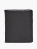 Black Corporate Pebble Grain Leather Trifold Wallet  Men