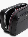 Black Metal Logo Pebble Grain Washbag  Men