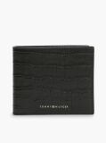 Black Croco-Print Leather Metallic Logo Bifold Wallet  Men