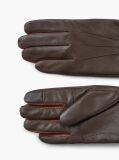 Brown New York Label Leather Cuff Strap Gloves  Men