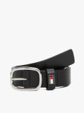 Black Oval Buckle Leather Belt  Women