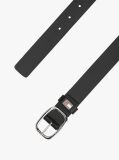 Black Oval Buckle Leather Belt  Women