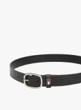 Black Oval Buckle Leather Belt  Women