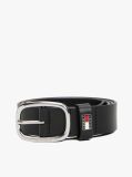 Black Oval Buckle Leather Belt  Women