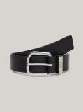 Black City Debossed Logo Leather Belt  Women