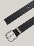 Black City Debossed Logo Leather Belt  Women