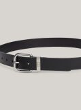 Black City Debossed Logo Leather Belt  Women