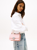 Roz Geanta Crossbody Cu Clapeta Si Placa Logo  Femei