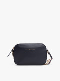 Blue Geanta Crossbody Cu Bretea Si Logo  Femei