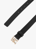 Black Modern TH Monogram Buckle Leather Belt  Women