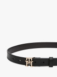 Black Modern TH Monogram Buckle Leather Belt  Women
