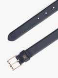 Blue TH Monogram Square Buckle Leather Belt  Women