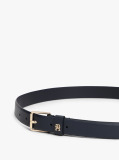 Blue TH Monogram Square Buckle Leather Belt  Women