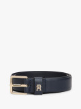Blue TH Monogram Square Buckle Leather Belt  Women