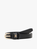 Black Essential TH Monogram Leather Belt  Women