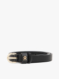 Black Essential TH Monogram Leather Belt  Women