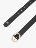 Black Chic Twist Buckle Leather Belt  Women