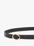 Black Chic Twist Buckle Leather Belt  Women