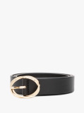 Black Chic Twist Buckle Leather Belt  Women