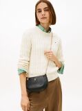 Negru TH Monogram Geanta Crossbody Cu Curea Tip Lant   Femei