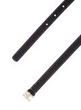 Black Leather TH Monogram Plaque Buckle Belt  Women