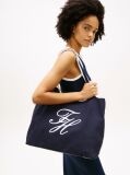 Blue Canvas Beach Tote Bag With Pouch  Women