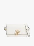 Alb Geanta Crossbody Din Piele Cu Clapa Si Placa Cu Logo  Femei