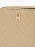 Bej Portofel Cu Clapa Si Fermoar Cu Logo Hilfiger In Relief  Femei