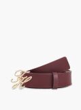 Red Logo Plaque Buckle Leather Belt  Women