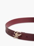 Red Logo Plaque Buckle Leather Belt  Women