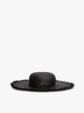 Black Logo Plaque Woven Straw Hat  Women