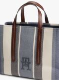 Blue Geanta City Satchel Jacquard Cu Monograma TH  Femei