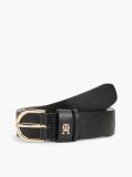 Black TH Monogram Debossed Leather Belt  Women