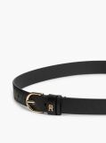 Black TH Monogram Debossed Leather Belt  Women