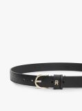 Black TH Monogram Debossed Leather Belt  Women