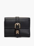 Negru Portofel Trifold Pebble Grain Cu Catarama  Femei