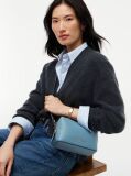 Blue Modern Metallic Logo Textured Camera Bag  Women