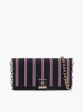 Blue Geanta Crossbody Cu Lant Si Dunga Global  Femei