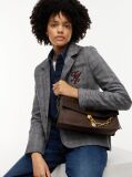 Brown Suede TH Monogram Chain Shoulder Bag  Women